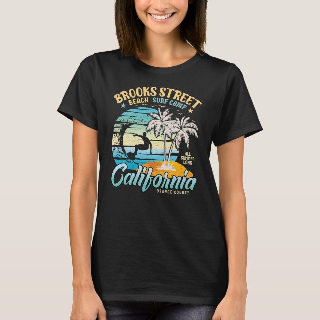 Brooks Street Beach Surf Camp Surfing California T-Shirt (Front)