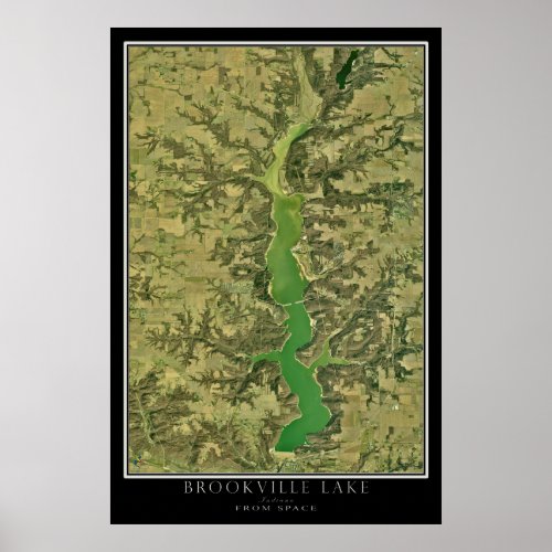 Brookville Lake Indiana Satellite Image Poster