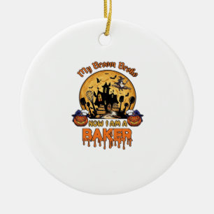 Broom Broke Baker Halloween Witch Chef Pumpkin_1 Ceramic Ornament