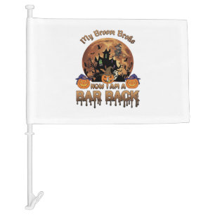 Broom Broke Bar Back Halloween Haunted House Witch Car Flag
