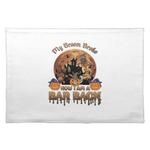 Broom Broke Bar Back Halloween Haunted House Witch Cloth Placemat