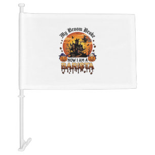 Broom Broke Barista Halloween Witch Coffee Pumpkin Car Flag