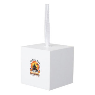 Broom Broke Barista Halloween Witch Coffee Pumpkin Cube Ornament