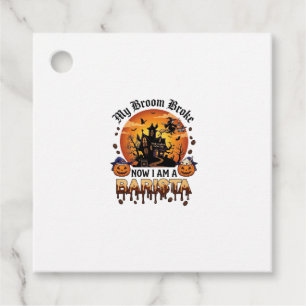 Broom Broke Barista Halloween Witch Coffee Pumpkin Favor Tags