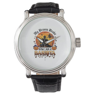Broom Broke Barista Halloween Witch Coffee Pumpkin Watch