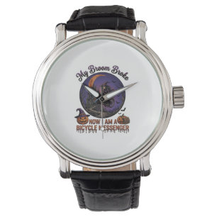 Broom Broke Bicycle Messenger Witch Halloween Moon Watch