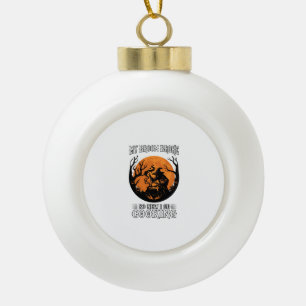 Broom Broke Cooking Witch Cauldron Full Moon Ceramic Ball Christmas Ornament