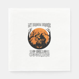 Broom Broke Cooking Witch Cauldron Full Moon Napkins