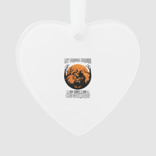 Broom Broke Cooking Witch Cauldron Full Moon Ornament