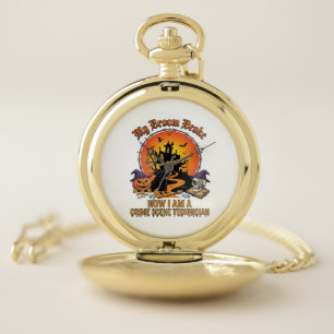 Broom Broke Crime Scene Technician Halloween Witch Pocket Watch