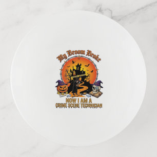 Broom Broke Crime Scene Technician Halloween Witch Trinket Tray