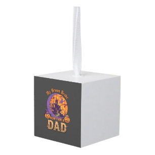 Broom Broke Dad Halloween Haunted House Mustache P Cube Ornament