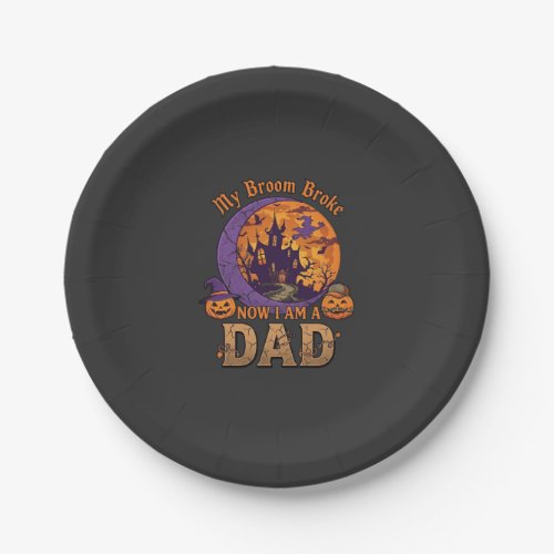 Broom Broke Dad Halloween Haunted House Mustache P Paper Plates
