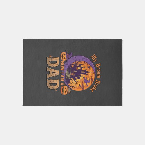 Broom Broke Dad Halloween Haunted House Mustache P Rug