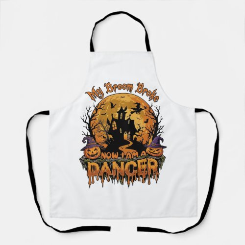 Broom Broke Dancer Halloween Haunted House Pumpkin Apron