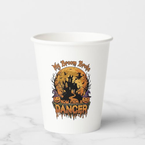 Broom Broke Dancer Halloween Haunted House Pumpkin Paper Cups