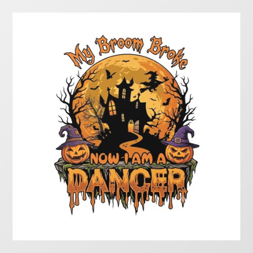Broom Broke Dancer Halloween Haunted House Pumpkin Window Cling