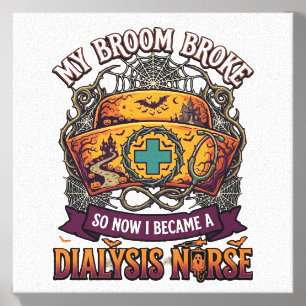 Broom Broke Dialysis Nurse Halloween Cap Stethosco Canvas Photo Tile
