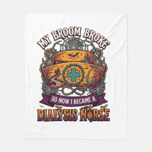 Broom Broke Dialysis Nurse Halloween Cap Stethosco Fleece Blanket
