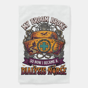 Broom Broke Dialysis Nurse Halloween Cap Stethosco Garden Flag
