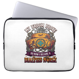 Broom Broke Dialysis Nurse Halloween Cap Stethosco Laptop Sleeve