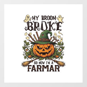 Broom Broke Farmar Halloween Pumpkin Witch Hat Gho Floor Decals
