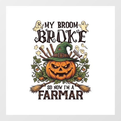 Broom Broke Farmar Halloween Pumpkin Witch Hat Gho Floor Decals