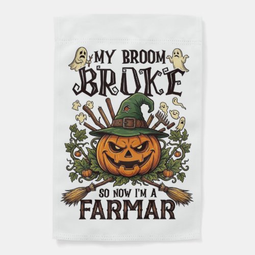 Broom Broke Farmar Halloween Pumpkin Witch Hat Gho Garden Flag