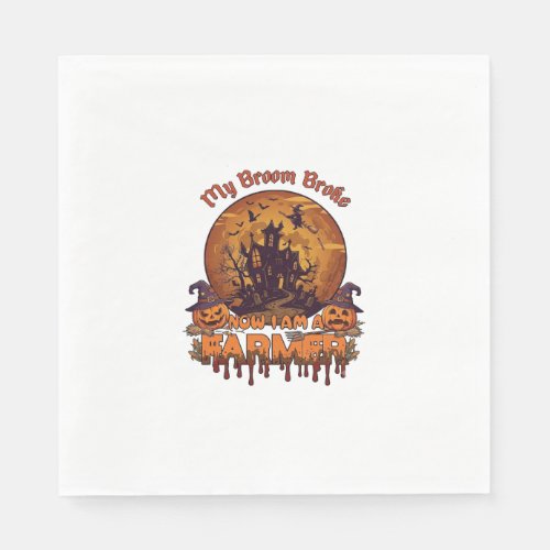 Broom Broke Farmer Halloween Witch Haunted House P Napkins