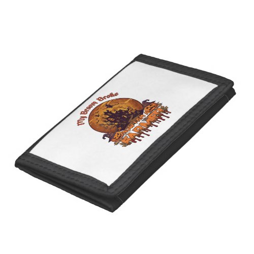 Broom Broke Farmer Halloween Witch Haunted House P Trifold Wallet