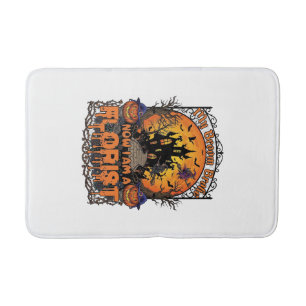 Broom Broke Florist Halloween Witch Pumpkin Haunte Bath Mat