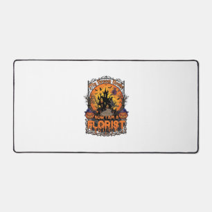 Broom Broke Florist Halloween Witch Pumpkin Haunte Desk Mat