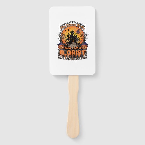 Broom Broke Florist Halloween Witch Pumpkin Haunte Hand Fan