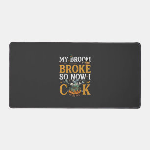 Broom Broke Halloween Cauldron Skulls Black Cat_1 Desk Mat