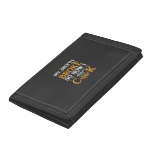 Broom Broke Halloween Cauldron Skulls Black Cat_1 Tri-fold Wallet