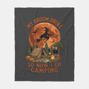 Broom Broke Halloween Witch Camping Tent Campfire  Fleece Blanket