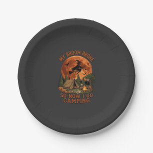 Broom Broke Halloween Witch Camping Tent Campfire Paper Plates