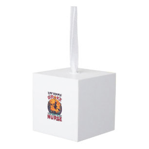 Broom Broke Nurse Halloween Witch Full Moon Bats_1 Cube Ornament