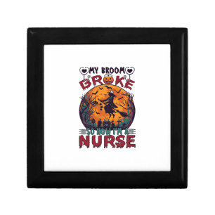 Broom Broke Nurse Halloween Witch Full Moon Bats_1 Gift Box