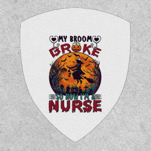 Broom Broke Nurse Halloween Witch Full Moon Bats_1 Patch