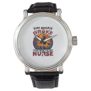 Broom Broke Nurse Halloween Witch Full Moon Bats_1 Watch