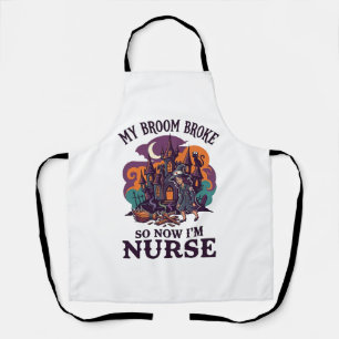 Broom Broke Nurse Halloween Witch Haunted House_1 Apron