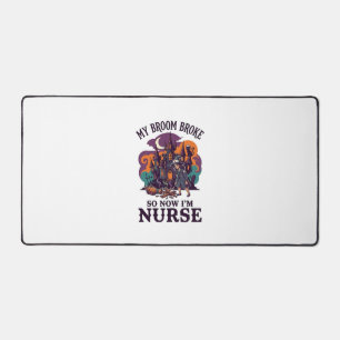 Broom Broke Nurse Halloween Witch Haunted House_1 Desk Mat