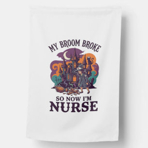 Broom Broke Nurse Halloween Witch Haunted House_1 House Flag