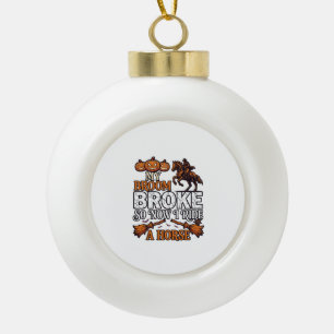 Broom Broke Ride Horse Pumpkin Cowboy Bats Ceramic Ball Christmas Ornament