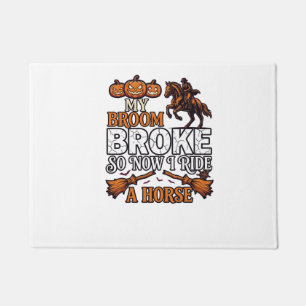 Broom Broke Ride Horse Pumpkin Cowboy Bats Doormat