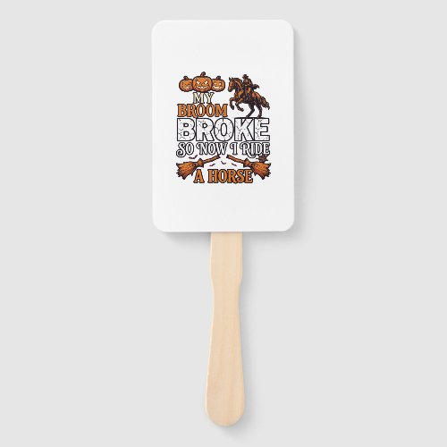 Broom Broke Ride Horse Pumpkin Cowboy Bats Hand Fan