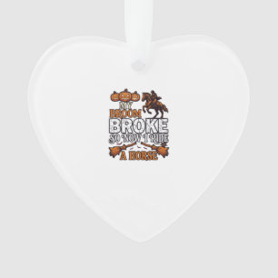 Broom Broke Ride Horse Pumpkin Cowboy Bats Ornament