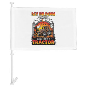 Broom Broke Tractor Halloween Witch Ghosts_1 Car Flag
