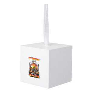 Broom Broke Tractor Halloween Witch Ghosts_1 Cube Ornament